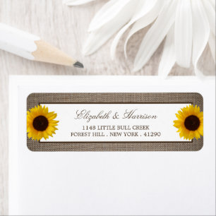 Country Rustic Sunflower & Burlap Wedding Label