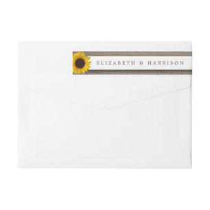 Country Rustic Sunflower & Burlap Wedding Wrap Around Label