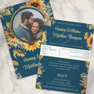 Country Rustic Sunflower Navy Blue Photo