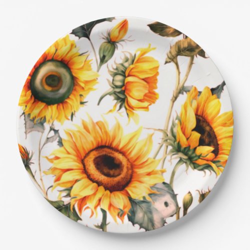 Country Rustic Sunflower Paper Plates