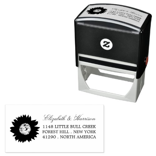 Country Rustic Sunflower Return Address Self_inking Stamp