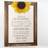 Country Rustic Sunflower & Wood Wedding Suite Tri-Fold Invitation (Inside First)