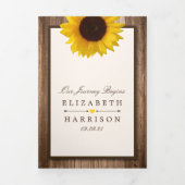 Country Rustic Sunflower & Wood Wedding Suite Tri-Fold Invitation (Cover)