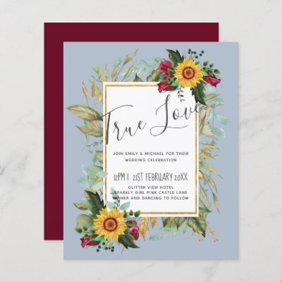 Country Rustic Sunflowers Burgundy Roses Wedding