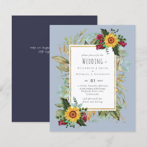 Country Rustic Sunflowers Burgundy Roses Wedding