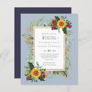 Country Rustic Sunflowers Burgundy Roses Wedding