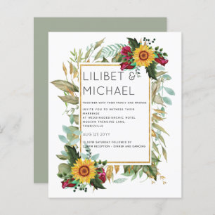 Country Rustic Sunflowers Burgundy Roses Wedding