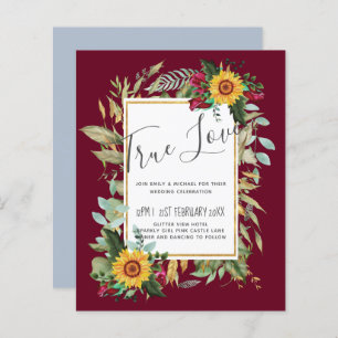 Country Rustic Sunflowers Burgundy Roses Wedding