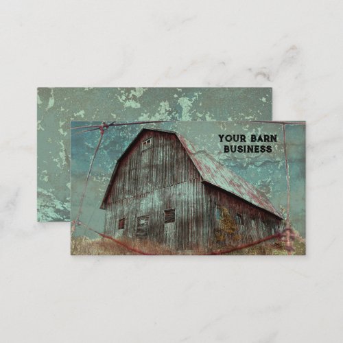 Country Rustic Teal Barn Vintage Texture  Business Card