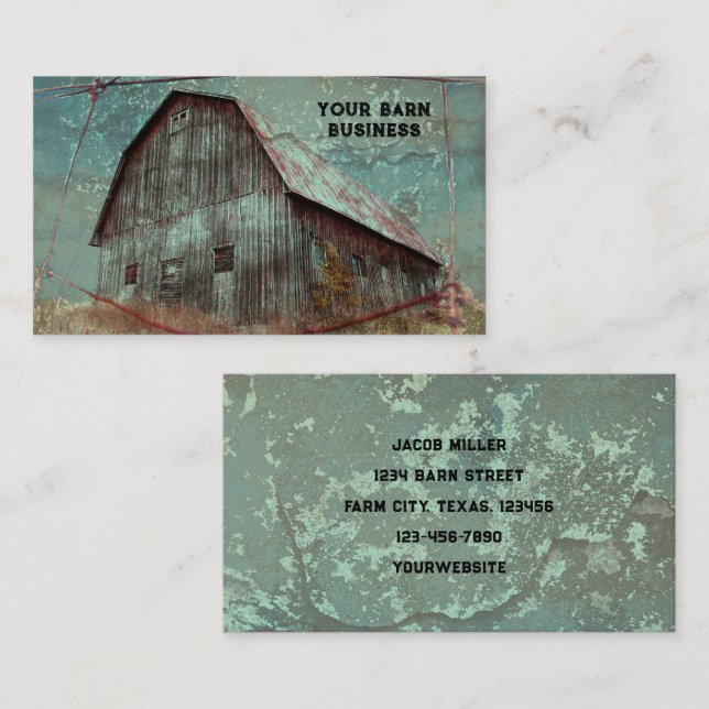 Country Rustic Teal Barn Vintage Texture  Business Card (Front/Back)