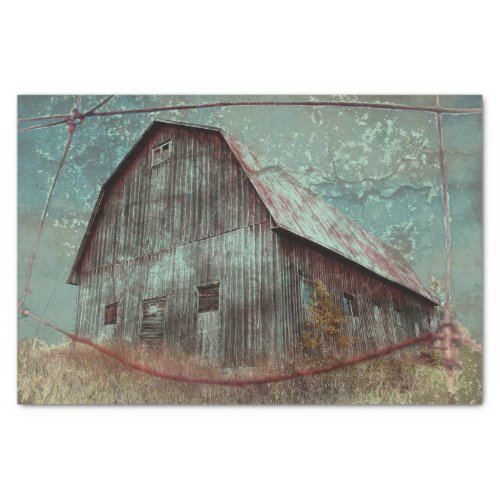 Country Rustic Teal Barn Vintage Texture Decoupage Tissue Paper