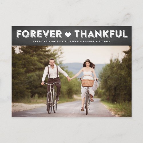 Country Rustic Thankful Wedding Thank You Postcard