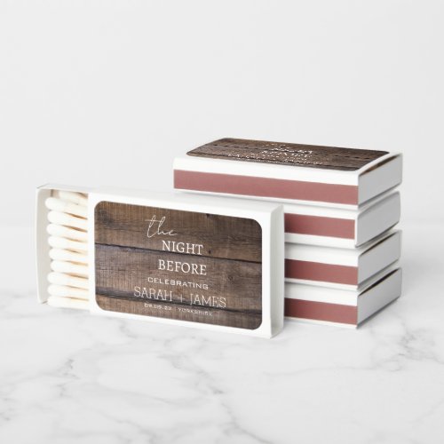 Country Rustic The Night Before Wedding Favor Matchboxes