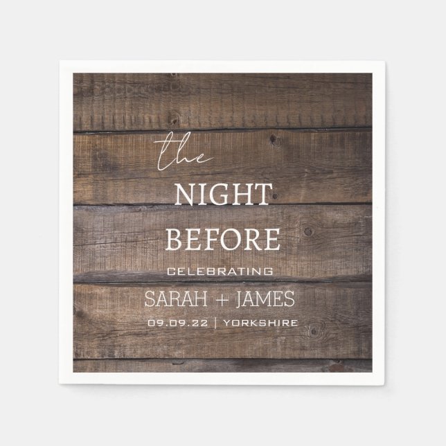 Country Rustic The Night Before Wedding  Napkins (Front)