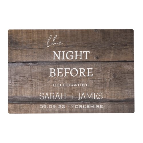 Country Rustic the Night Before Wedding Party  Placemat