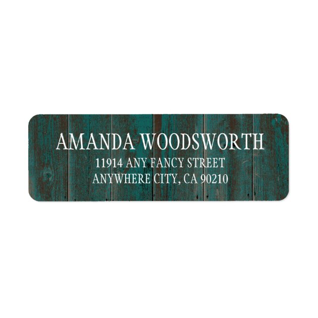 Country Rustic Turquoise Barn Wood Wedding Labels