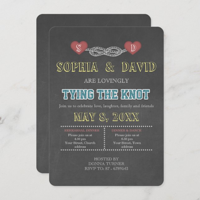 Country Rustic Tying the Knot REHEARSAL DINNER Invitation (Front/Back)