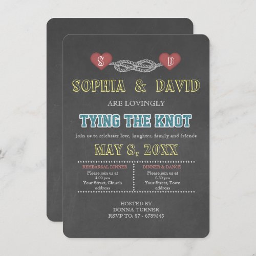 Country Rustic Tying the Knot REHEARSAL DINNER Invitation