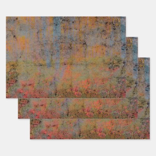 Country Rustic Vintage Orange Blue Texture Wrapping Paper Sheets