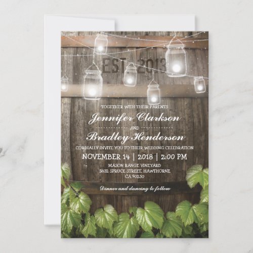 Country Rustic Wedding  Barrel Vine Invitation