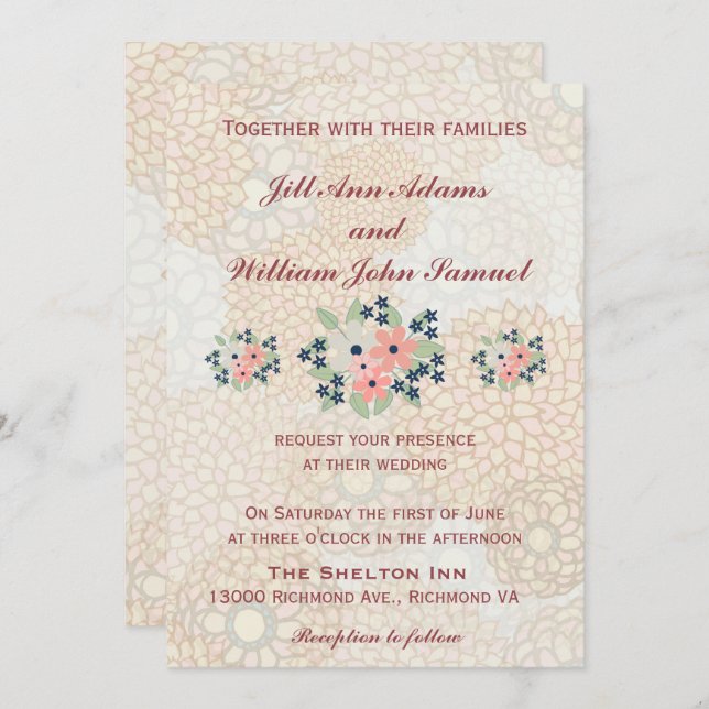 Country Rustic Wedding Floral Invitation (Front/Back)