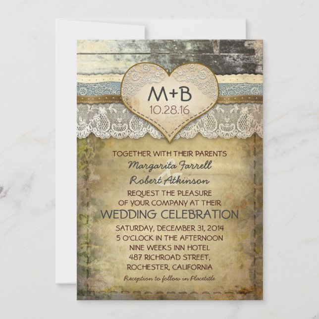 country rustic wedding invitations (Front)