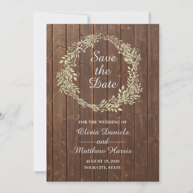 Country rustic. Wedding wood barn Save the Date Invitation (Front)