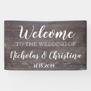 Country Rustic Welcome Wedding Banner Wood