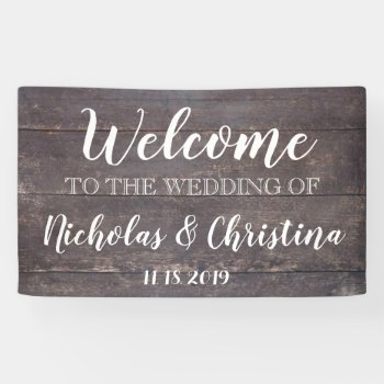 Country Rustic Welcome Wedding Banner  Wood by Gypsymod at Zazzle