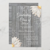 Country rustic white daisy graduation party invite (Front/Back)