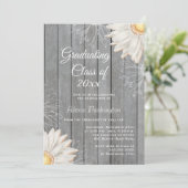 Country rustic white daisy graduation party invite (Standing Front)