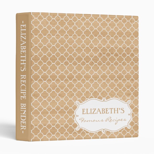 Country Rustic White Moroccan Pattern Binder (Front/Spine)