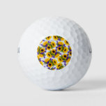 Country Rustic White Wood Purple Yellow Sunflower Golf Balls at Zazzle
