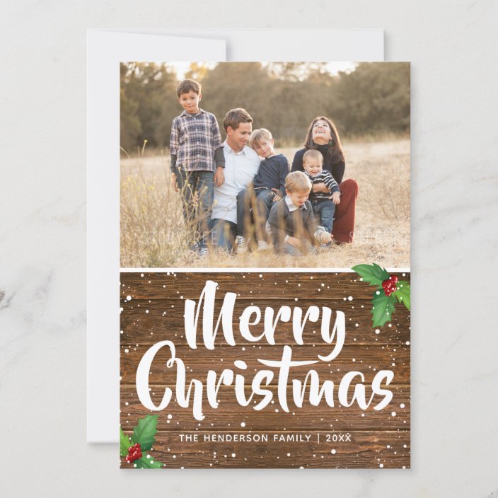 Country Rustic Winter Merry Christmas Photo Holiday Card | Zazzle