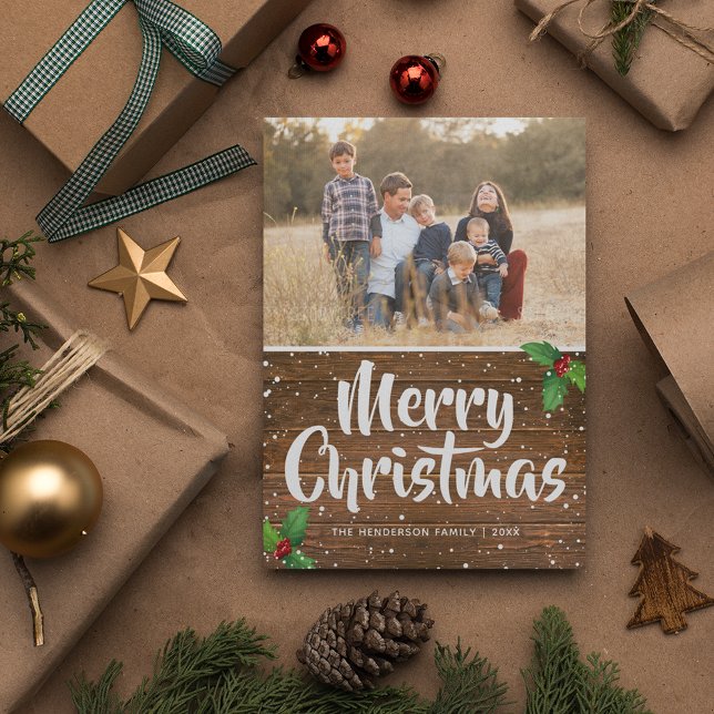 Country Rustic Winter Merry Christmas Photo Holiday Card (Creator Uploaded)