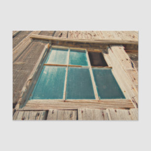 Country Rustic Wood Barn Window Teal Vintage Tissue Paper