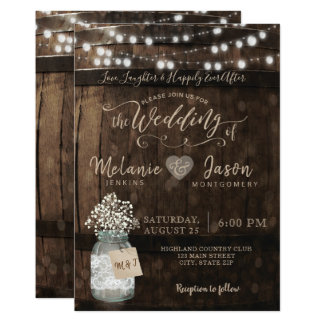 Country Rustic Wood Barrel Wedding Invitations