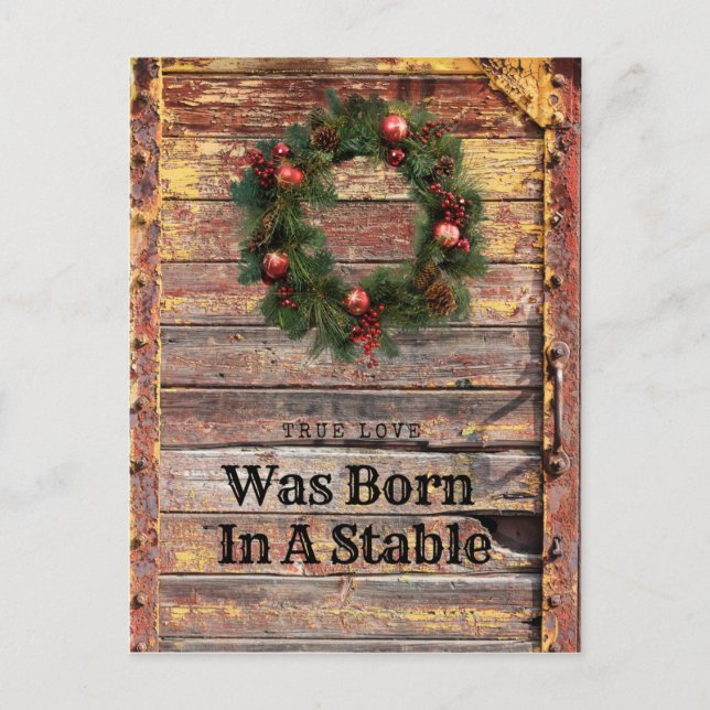 Country Rustic Wood Christmas Card Christian Theme (Front)