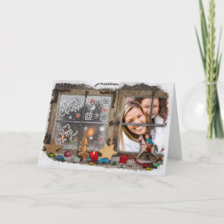 Country Rustic Wood Christmas Music Photo card