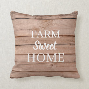 Country Rustic Wood Farm Sweet Home Throw Pillow