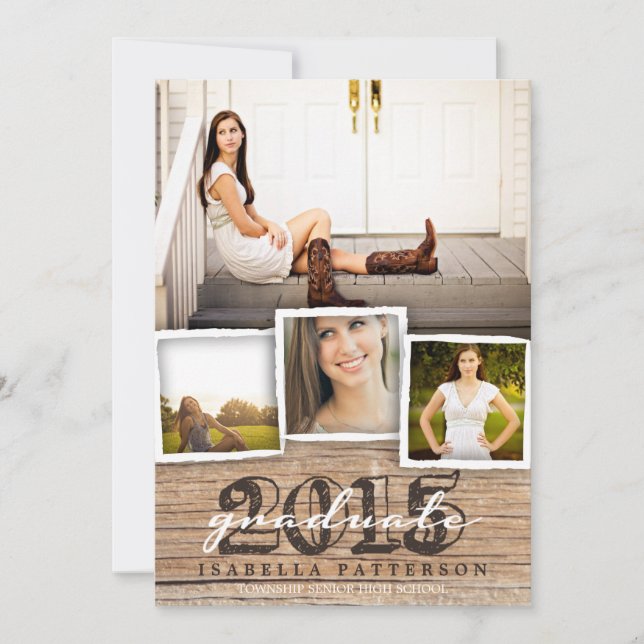 Country Rustic Wood Graduation 2015 Invitation (Front)