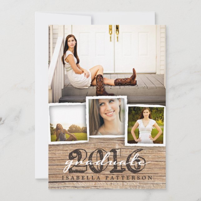 Country Rustic Wood Graduation 2016 Invitation (Front)