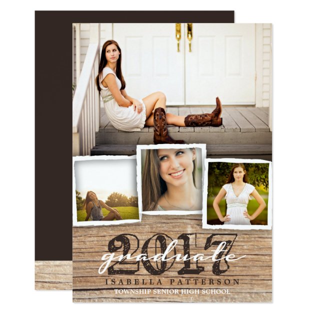 Country Rustic Wood Graduation 2018 Invitation (front side)