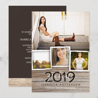 Country Rustic Wood Graduation Invitation