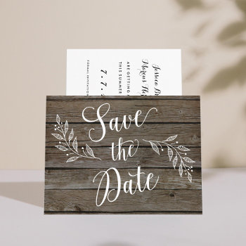 Country Rustic Wood Grain Non-photo Announcement Postcard by beckynimoy at Zazzle