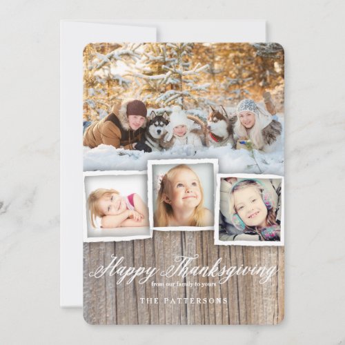 Country Rustic Wood Happy Thanksgiving Photo Card