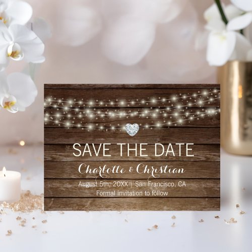 Country Rustic Wood Mason Jars Heart Wedding Save The Date