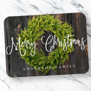 Country Rustic Wood Merry Christmas Greeting Magnet