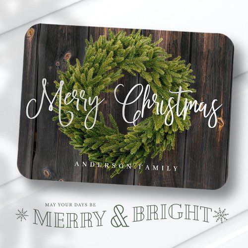 Country Rustic Wood Merry Christmas Greeting Magnet