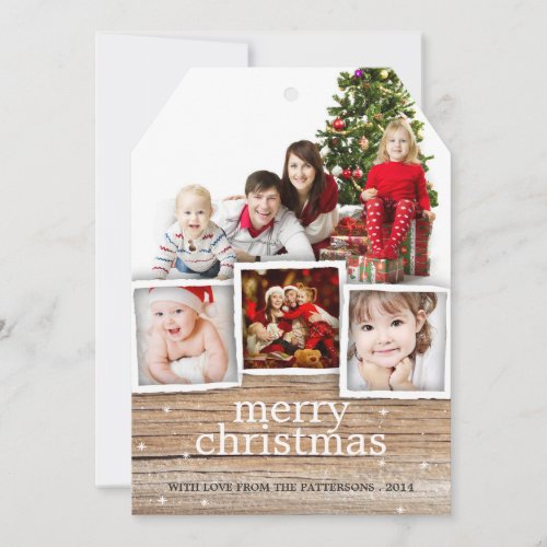 Country Rustic Wood Merry Christmas Photo Card